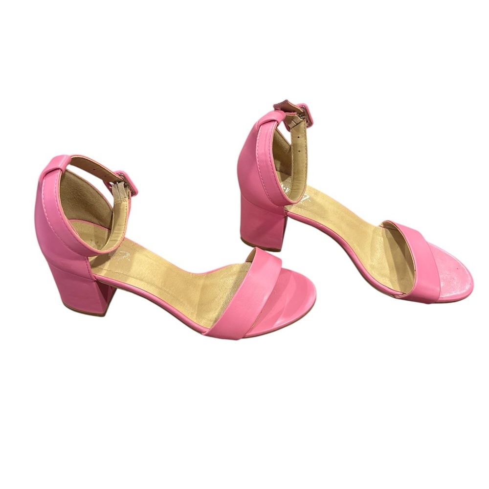 Cake Bright Pink Ankle Strap Block Heels